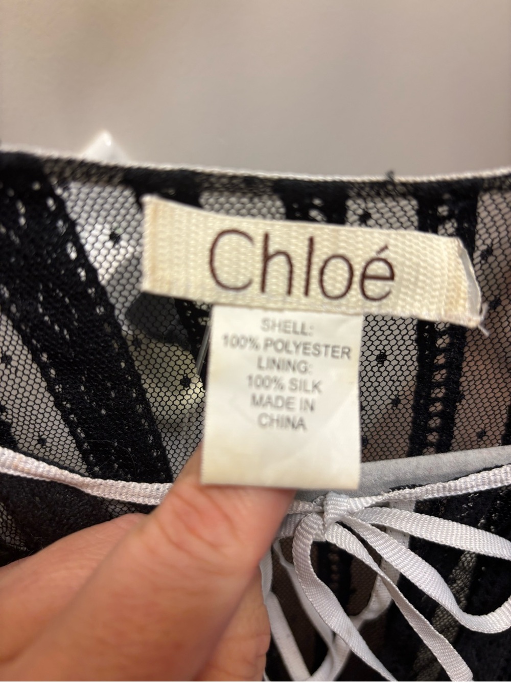 Chloe Black and White Lace Tea Length Dress